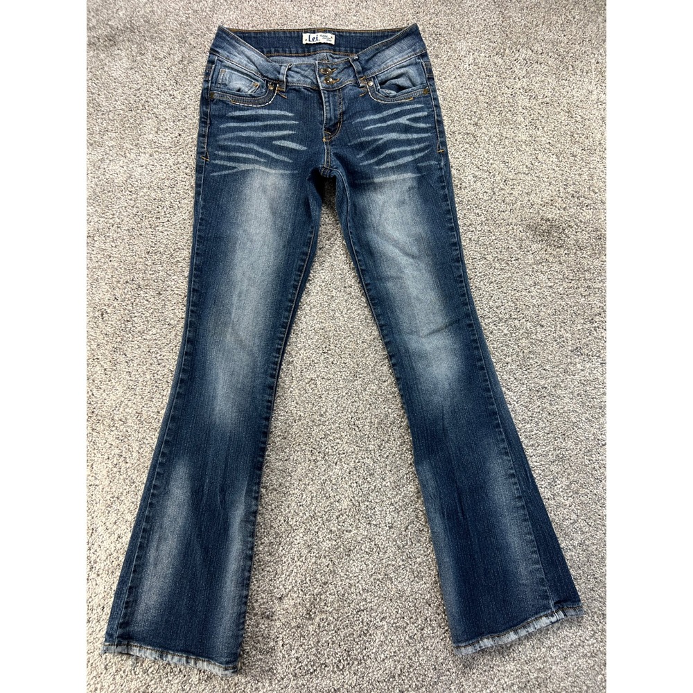 Y2K L.E.I. Ashley Lowrise Bootcut Jeans Blue Dark Wash Junior Size 7